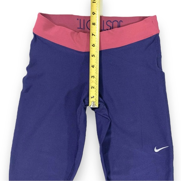 Nike Dri-Fit Relay Crop Leggings Dark Purple Foldover Waistband style 50… - Picture 9 of 10